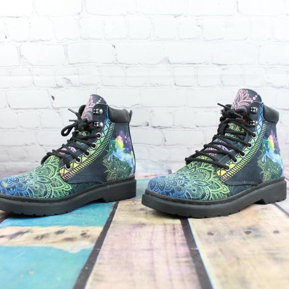 Hi-Top Black Unicorn Ankle Boots Size 7 - Picture 2 of 9